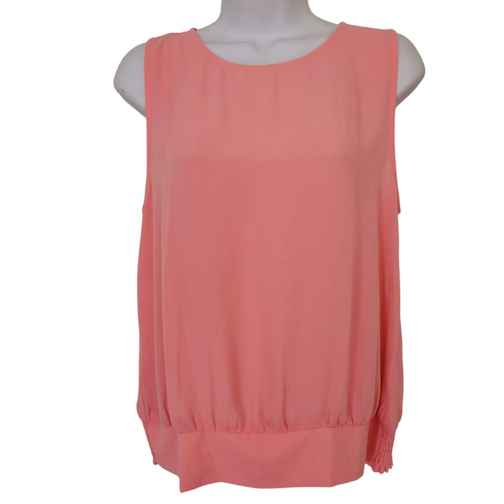 Loft Sleeveless Coral Pink Blouse M Lightweight Semi Sheer Layering Beach Cruise